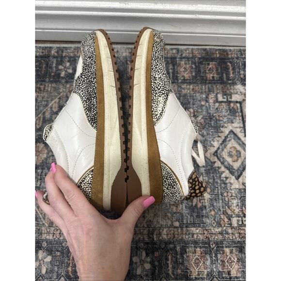 Madewell Kickoff Trainer Sneakers Leather Calf Hair Leopard Olive Grove Sz 9.5 - Picture 5 of 6